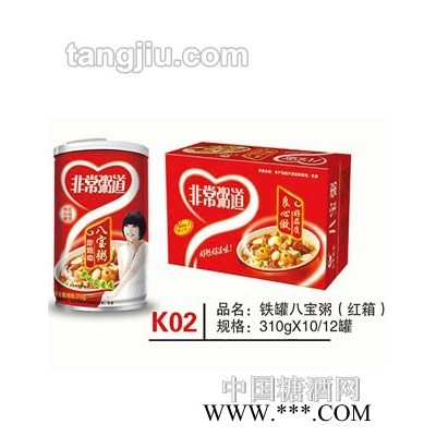 K02 品名：铁罐八宝粥（红箱）规格：310gx10、12罐子